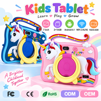 Tablette pour enfants 7 pouces Android 8.1 2 Go 16 Go WiFi 1024x600 Bleu Rose Tablette PC pour enfants avec étui licorne et support