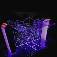 Meja cakram DJ akrilik meja KTV Bar DJ Mixer klub malam lampu LED meja dansa konter pencahayaan warna-warni