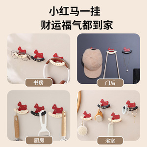 Pony <b>Hooks</b> Adhesive Wall Mounted Storage <b>Hooks</b> Strong Load Bearing For <b>Kitchen</b> Bathroom Door 2 Pack Red White Black - Product Image 5