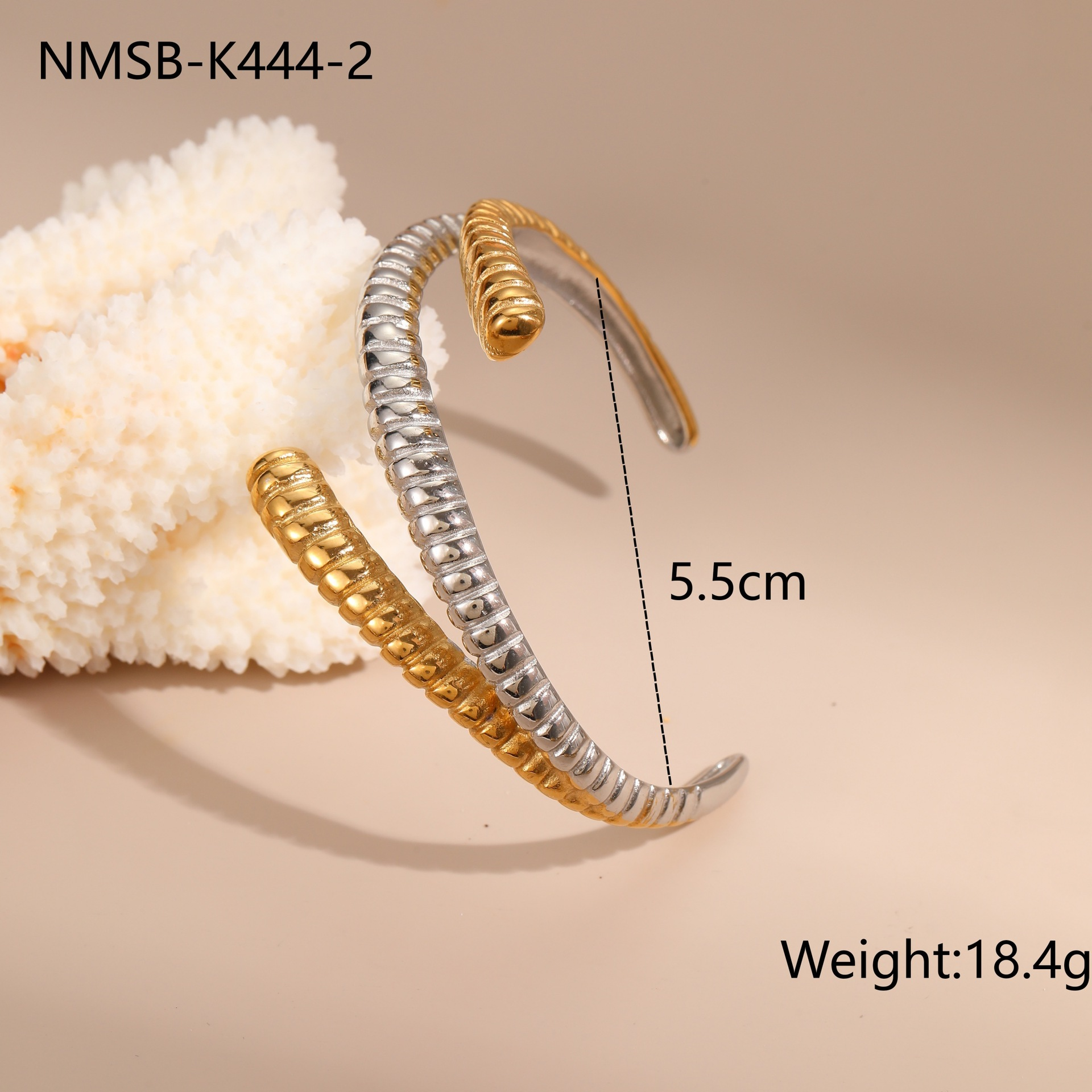 สร้อยข้อมือลายทางแนวตั้งสีเหล็ก NMSB-K444-2