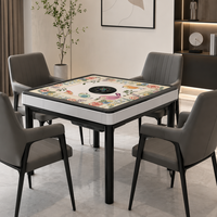 Table de Mahjong Automatique Électrique avec Nappe Personnalisée, 4 Joueurs, Silencieuse, Faible Bruit, Durable, 2-en-1 pour Salle à Manger et Salle de Jeu