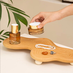 Wooden <b>Storage</b> <b>Tray</b> Irregular Shape Beech Solid Color Standing Type For Hotel Coffee Tea Display Decor - Product Image 1