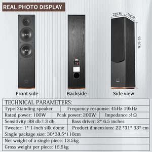 Altavoz de Torre de Alta Gama Nivel 2.0, Altavoz Frontal para Sala de Estar, Tres Frecuencias, Pasivo, HiFi, Tipo de Piso, Altavoz de Madera para Estéreo Doméstico - Product Image 6