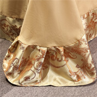 Ensemble de literie 4 pièces en satin jacquard de style européen de luxe, motif de décoration baroque dorée, housse de couette et draps pour toutes les saisons