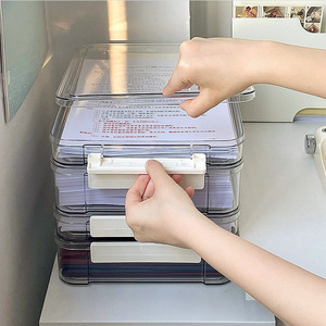 Transparent A4 Document <b>Storage</b> <b>Box</b> <b>With</b> <b>Lid</b> For Exam Papers Office Home Organization Rectangle Standing Type Semi Transparent - Product Image 3