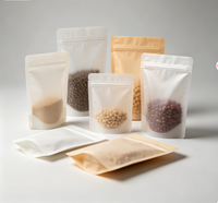 Sacs d'emballage refermables avec fenêtre transparente mate, sacs en papier kraft blancs à fond plat pour l'emballage alimentaire