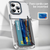 Étui de téléphone antichoc transparent en TPU rigide avec support et fente pour carte anti-RFID pour iPhone 17 16 15 Pro Max Pro