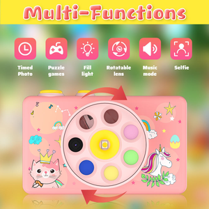 Appareil photo numérique portable pour enfants <span class=keywords><strong>avec</strong></span> double objectif rotatif 1080P, caméra jouet <span class=keywords><strong>avec</strong></span> <span class=keywords><strong>lumière</strong></span> d'appoint intégrée, fonction selfie temporisée, cadeau pour garçons et filles - Product Image 2