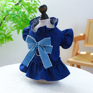 PETCIRCLE Ropa de Primavera/Verano para Mascotas: Conjuntos para Perros y Gatos, Falda Vaquera con Doble Mariposa - Product Image 3
