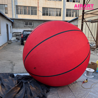 Ballon de basket gonflable géant de 2,5 m avec texture cuir, modèle de ballon de sport rouge pour la promotion d'événements sportifs