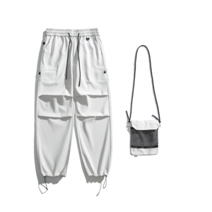 男士休闲健身工装裤定制标志重型口袋松紧腰运动裤直筒图案棉拉链飞 - Product Image 5