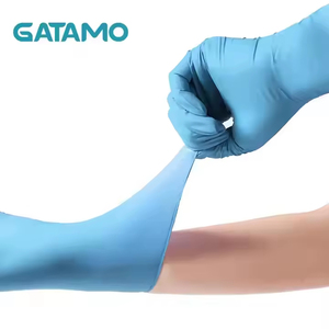 Gants en nitrile BG17, gants d'examen médicaux jetables en nitrile <span class=keywords><strong>bleu</strong></span> glace, sans poudre, avec bouts des doigts texturés, pour hôpital - Product Image 1