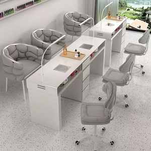 Mesa de Manicura Blanca de Lujo con Luz LED y Colector de Polvo, Muebles de Salón de Belleza, Mesa de Manicura para Salón de Uñas Profesional - Product Image 5