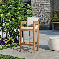 Chaise de bar en teck massif avec dossier incurvé et assise confortable pour patio extérieur de luxe