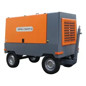 High pressure 15 bar portable diesel screw air compressor with jack hammer heavy duty air compressor