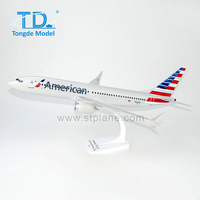 Maquette de jet en plastique American B737 MAX 8 à l'échelle 1/100, 40 cm