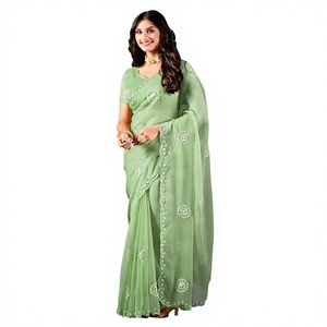 Vexotrend Indian Designer Women's <b>Satin</b> Chiffon <b>Saree</b> Beautiful Patola Design Traditional Style Wedding Diwali Party Wear Quick - Product Image 1