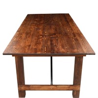 Table de salle à manger rustique en bois massif avec pieds pliants en X, durable, 6 pieds ou 8 pieds, pour hôtels et banquets de mariage, vente en gros