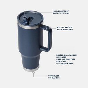 Custom logo 30 40 oz Cup H2.0 Travel Mug <b>40oz</b> Stainless Steel Outdoor <b>Tumbler</b> <b>with</b> <b>Handle</b> and Straw - Product Image 2