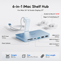 Hub USB C PULWTOP para iMac Compatible con M1/M3/M4, 2 USB a 2.0, Lector de Tarjetas SD/TF para iMac de 24 Pulgadas y Studio Display - Azul