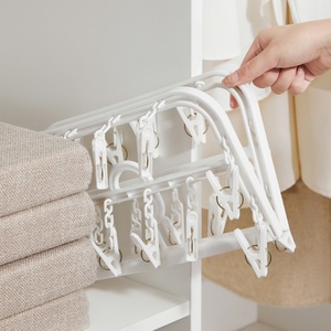 Foldable Plastic Bathroom Towel Drying Rack with Cloth Socks <b>Hook</b> <b>Clip</b> Clothes & Accessories Hanging Frame Coat Racks - Product Image 2