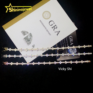 Pulsera de Tenis con Cruz de Moissanita VVS de 3mm en Plata 925 de Alta Venta, Joyería Fina Iced Out para Hombre y Mujer - Product Image 6