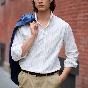 Chemise Oxford en coton pour homme, manches longues, coupe décontractée avec poche, respirante, confortable, classique pour les étudiants, logo personnalisé - Product Image 5