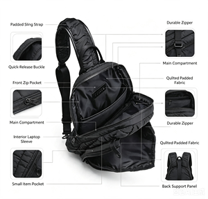 Bolsa de Tenis Tipo Bandolera para Raqueta de Pickleball Puffy Sport, 30-40L, Nueva, de Nailon Impermeable Acolchado - Product Image 1