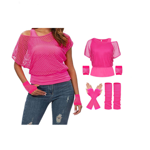 Top <span class=keywords><strong>de</strong></span> Rejilla <span class=keywords><strong>de</strong></span> <span class=keywords><strong>los</strong></span> <span class=keywords><strong>80</strong></span>, Disfraces <span class=keywords><strong>de</strong></span> <span class=keywords><strong>los</strong></span> <span class=keywords><strong>80</strong></span>, Camiseta <span class=keywords><strong>de</strong></span> Rejilla con Hombros Descubiertos, Accesorios <span class=keywords><strong>de</strong></span> Fiesta Temática Retro, Cosplay - Product Image 1