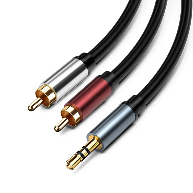 Cantell 3.5mm Stereo Jack Aux Plug to 2 RCA Male to Male Gold Plated Audio Cable Adapter for Microphone/Speaker/Monitor