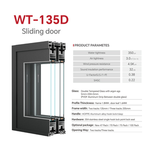Portes coulissantes en verre et aluminium de qualité supérieure DERCHI, <span class=keywords><strong>porte</strong></span> coulissante de patio, portes modernes pour maisons, intérieur - Product Image 2