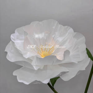 Flor <span class=keywords><strong>de</strong></span> Papel <span class=keywords><strong>de</strong></span> Amapola Blanca Súper Grande y Decoración <span class=keywords><strong>de</strong></span> Plantas con <span class=keywords><strong>Pistilo</strong></span> Brillante LED para Decoración <span class=keywords><strong>de</strong></span> Fiestas y Festivales - Product Image 4