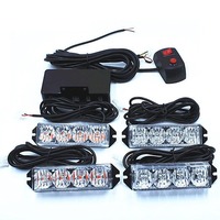Feu de signalisation latéral de camion à 4 LED, haute puissance 12V 3W, sans fil, télécommandé, clignotant, pour grille de calandre