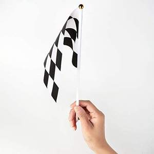 Оптовая продажа, Пользовательский логотип, размахивающий рукой мини-флажки 12x18 дюймов, флажки из полиэстера, черно-белый автомобильный гоночный ручной сигнальный флаг - Product Image 6