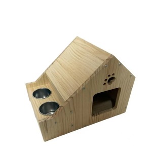 Nid d'oiseau en bois avec double mangeoire, en pin durable, de forme rectangulaire, pour l'élevage de poulets et l'abri contre la pluie - Product Image 1