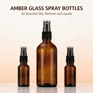 Botellas de Vidrio Ámbar de 5ml, 10ml, 15ml, 20ml con Atomizador, Vacías, Protección <span class=keywords><strong>UV</strong></span>, a Prueba de Fugas, Recargables, <span class=keywords><strong>para</strong></span> Aceites Esenciales y Cosméticos - Product Image 1