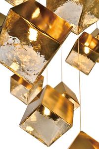 Lustres suspendus en verre cristal en forme de boîte à glaçons pour villa, style moderne, pour escalier de loft, table à manger, îlot de cuisine ou salon - Product Image 3