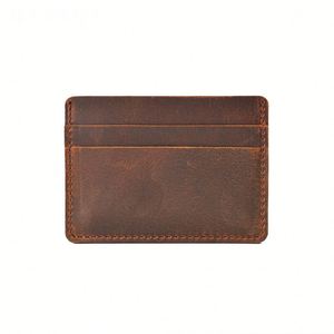 Porte-cartes en cuir Crazy Horse personnalisé X49, design minimaliste pour homme, porte-cartes fin en cuir véritable - Product Image 1