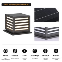 Lampe solaire de poteau extérieure à télécommande 5W, éclairage paysager LED, IP65, étanche, lampe solaire de colonne, lampe solaire de pilier