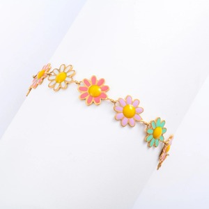 สร้อยข้อมือสแตนเลสสำหรับผู้หญิง ลายดอกทานตะวันสีสันสดใส พร้อมสายต่อขยาย ใช้เป็นสร้อยข้อเท้าได้ ของขวัญเครื่องประดับ - Product Image 2