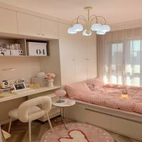 Lit plateforme tatami sur mesure en contreplaqué robuste, style romantique crème français, avec bureau intégré et fonction d'étude pour la famille