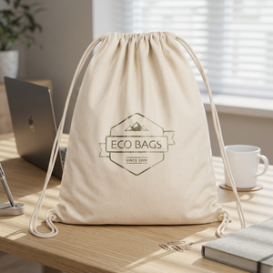 Plain White Canvas Drawstring <b>Backpack</b> Eco-Friendly Unisex Lightweight Reusable <b>Gym</b> Sports Travel School Bag Adjustable Strap - Product Image 4