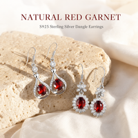 Boucles d'oreilles pendantes en argent 925 avec grenat naturel de Madagascar, couleur feu de haute qualité, design floral vintage, plaqué rhodium