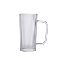 Tasses en verre à rayures verticales classiques de 8oz avec poignées Tasses à thé et à jus pour restaurants et hôtels Tasses à bière de 250ml