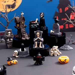 Decoración de Halloween, Miniaturas de Dioses de la Muerte, Mini Adornos de Resina con Forma de Calabaza y Fantasma para Manualidades de Halloween, Pueblo de Halloween, Bonsái - Product Image 2