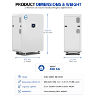 Système d'énergie solaire tout-en-un avec batterie LiFePO4 51,2 V 600 Ah, onduleur solaire hybride triphasé 12 kW intégré, batterie lithium 30 kWh