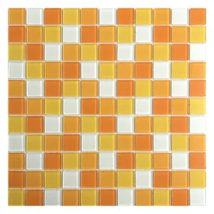 ZF 25*25*4mm mattonelle di mosaico di cristallo colore arancione misto piscina mosaico di vetro per la decorazione del pavimento della piscina