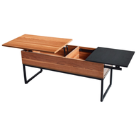 Table basse moderne en bois, petite Table basse avec compartiment caché et étagère réglable pour le salon