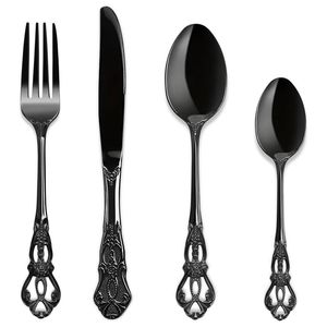 Ensemble de couverts de qualité assurée avec un design unique et premium, finition noire, décoration de table à manger, ensemble de couverts à vendre - Product Image 2