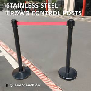 Khách Sạn Kiểm Soát Đám Đông Giao Thông Hàng Rào Thép Không Gỉ Dòng Cực Đứng Với Nhung Dây Hàng Xếp Hàng Stanchion Kim Loại Vật Liệu Cao Su - Product Image 5